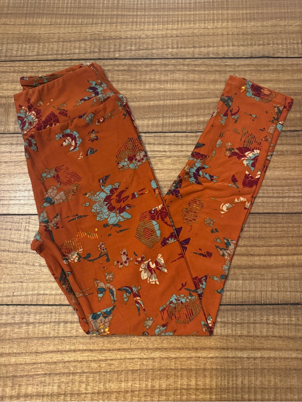 LuLaRoe Orange Floral Print Leggings